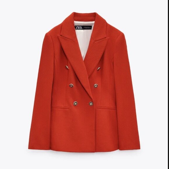 Zara Jackets & Blazers - ZARA Red Blazer with Gold Buttons - Size XS